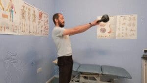 Sheffield Osteopath doing a Kettlebell Swing